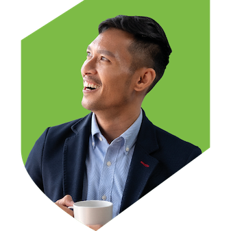 Asian-man-green-shield