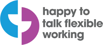 Happy to talk flexible working logo