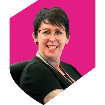Woman-glasses-pink-shield