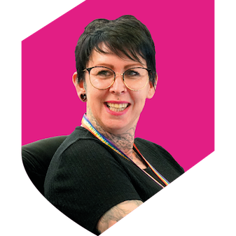 Woman-glasses-pink-shield